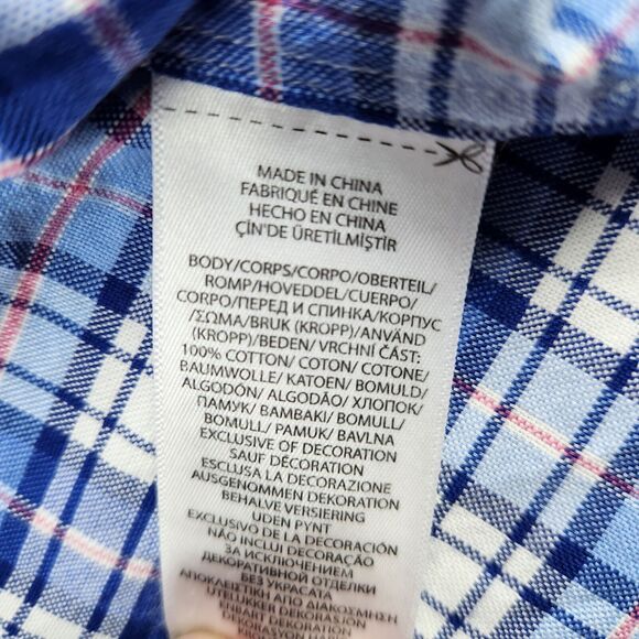 Ralph Lauren Shirt Men XLT Blue Button Plaid Flesh Pony Long Sleeve Casual Tall - Picture 8 of 11